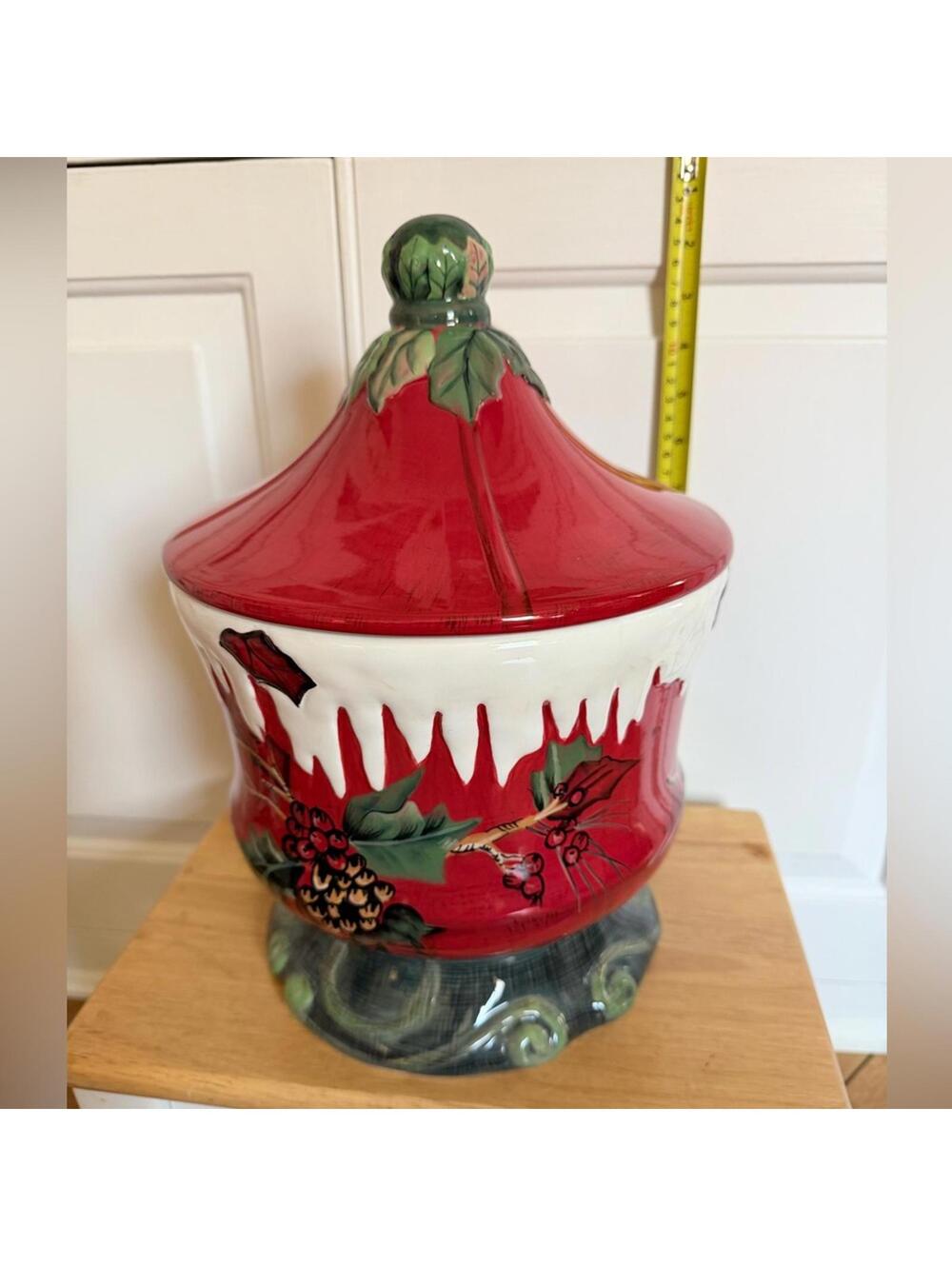 Tracy Porter Festive Red and Green Ceramic Jar